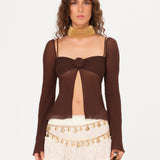 DENS - Long sleeve knit top with rose detail