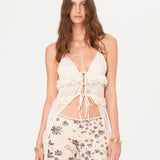 LISETTE - Ruffled lace-trim maxi length top