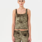 CALI - Velvet devoré printed tank top