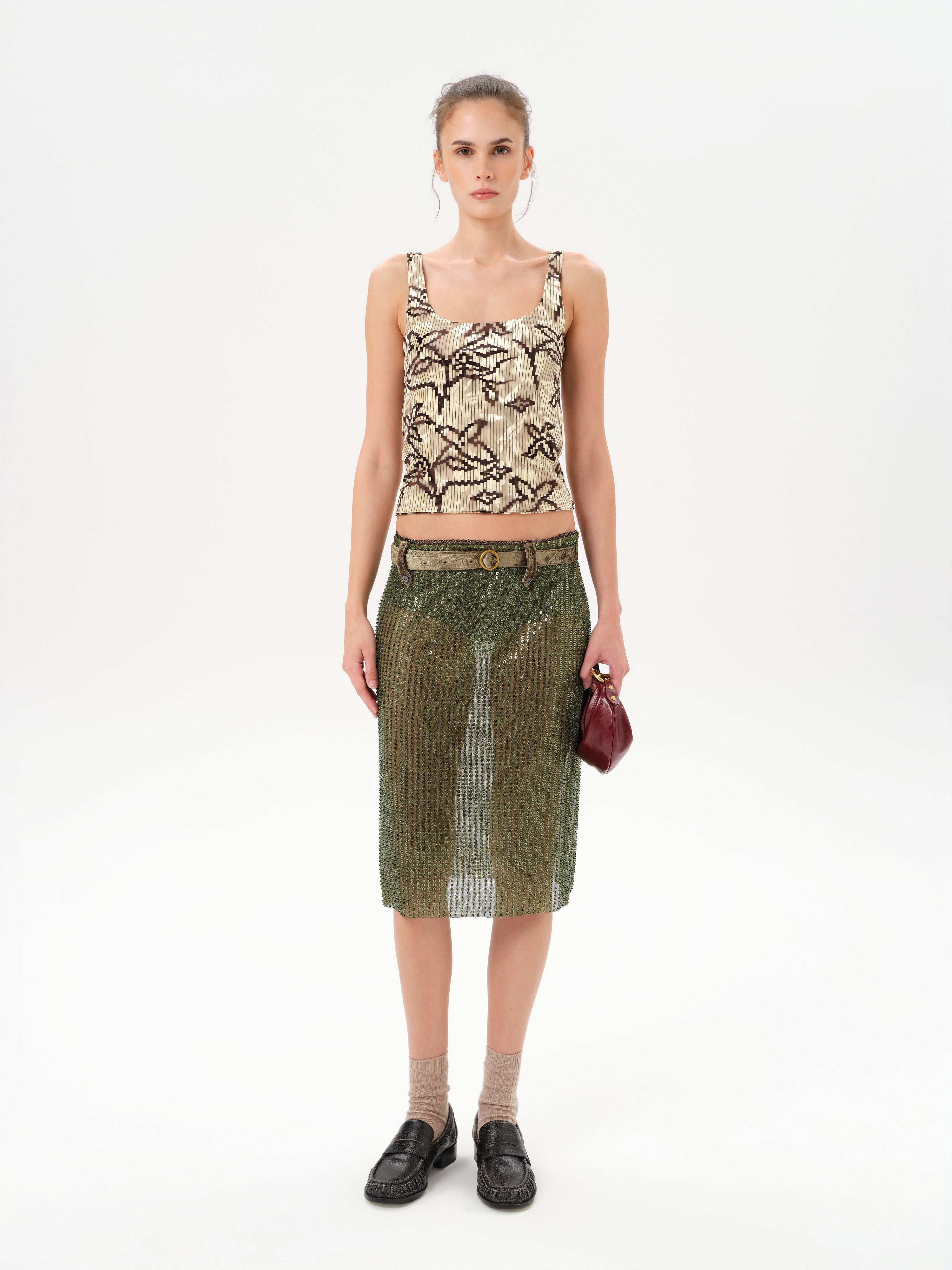 CALI - Velvet tank top with devoré detail