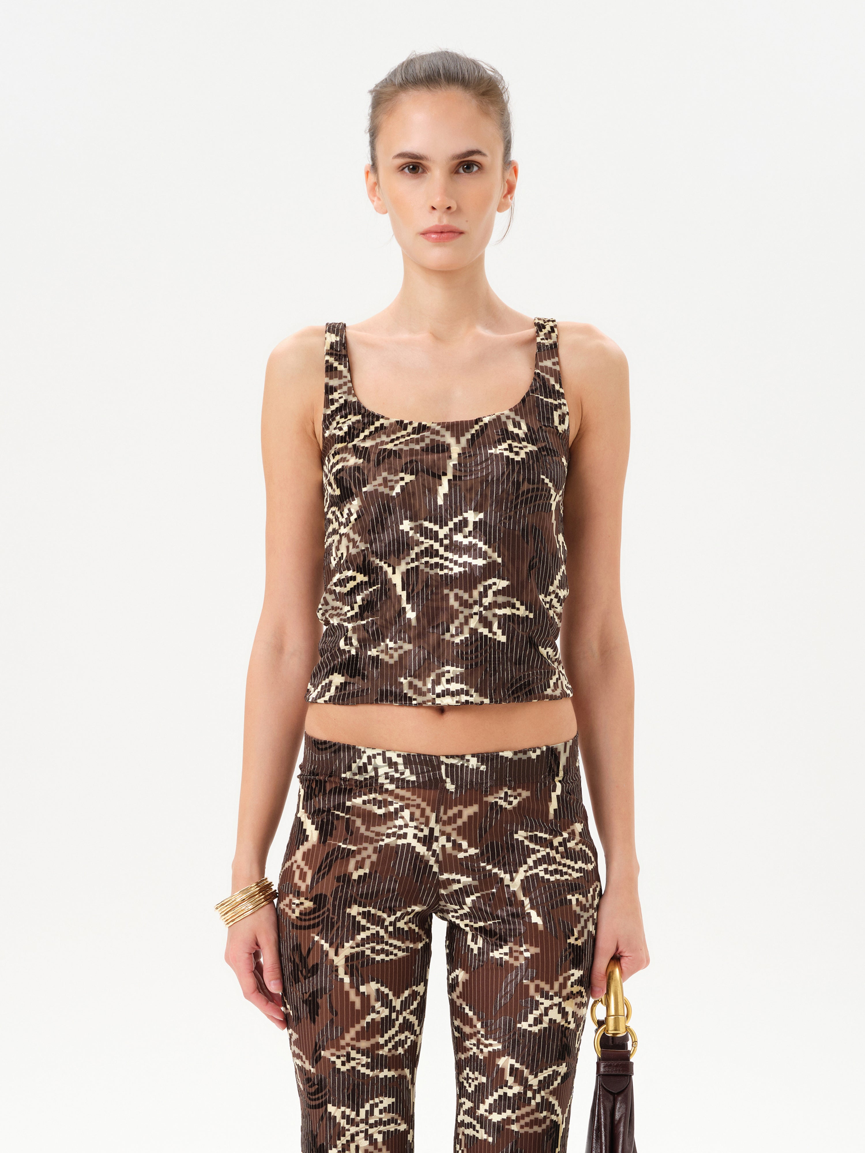 CALI - Velvet devoré printed tank top