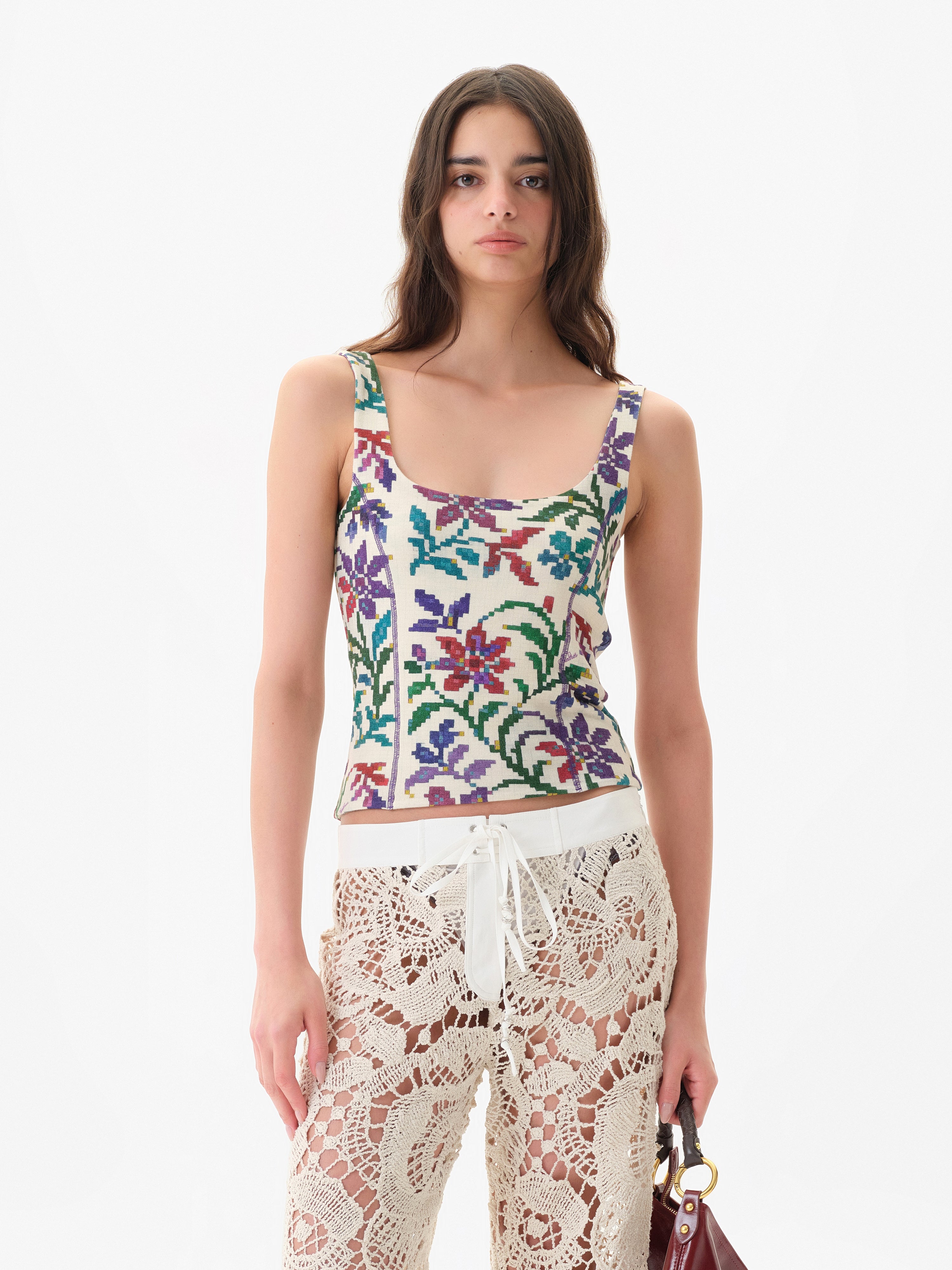 CALI - Printed square-neck tank top