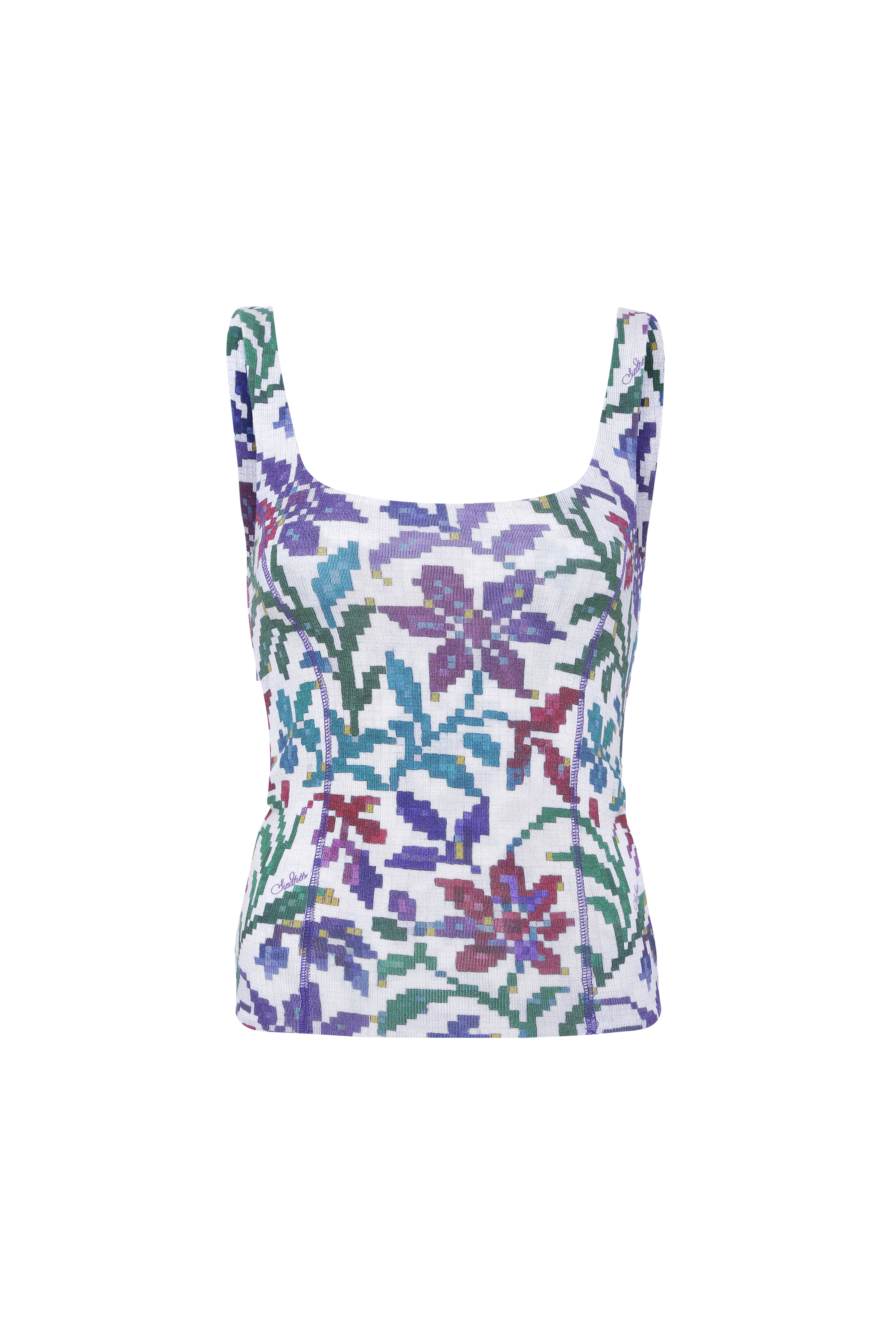 CALI - Printed square-neck tank top