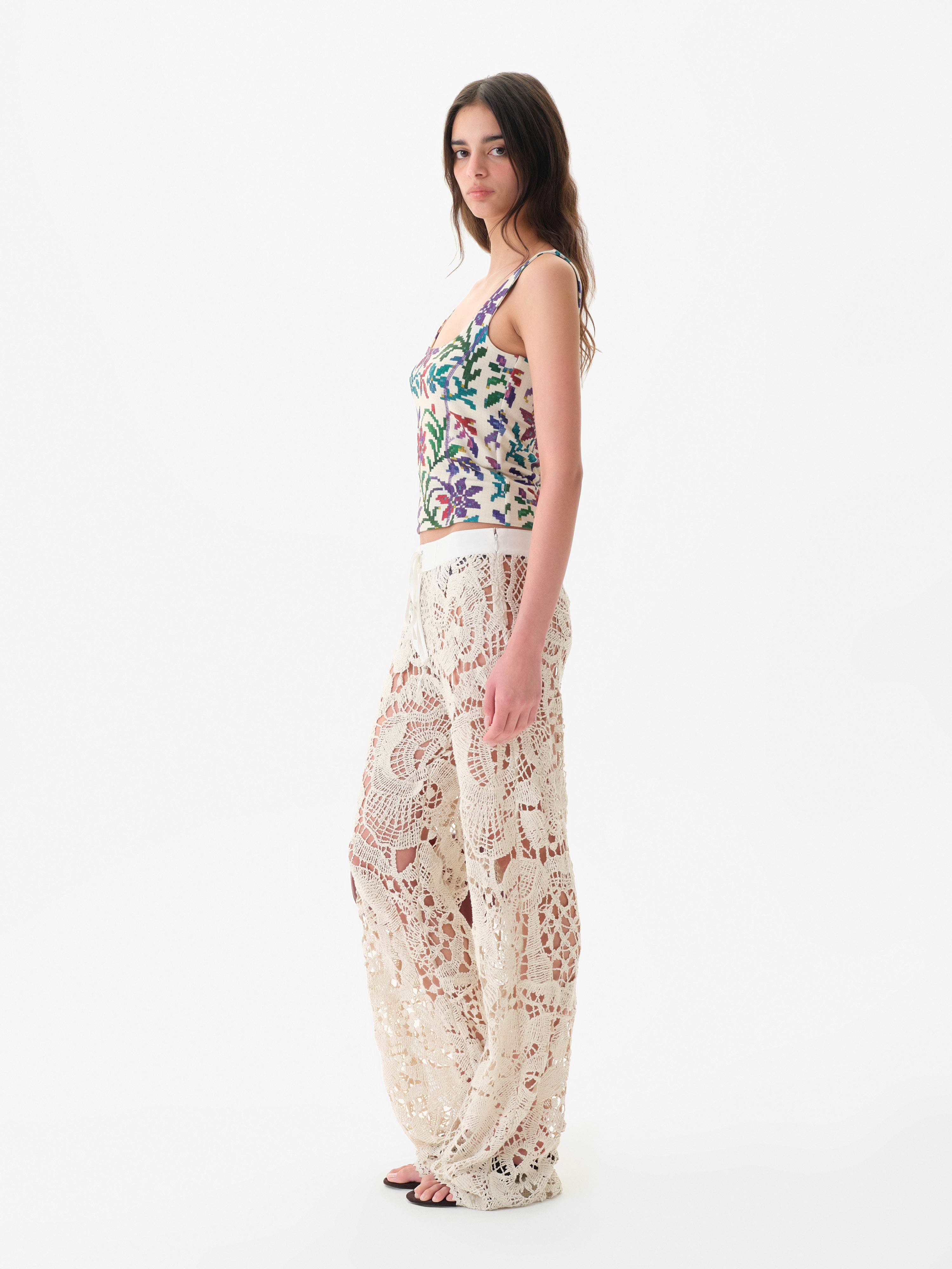CALI - Printed square-neck tank top