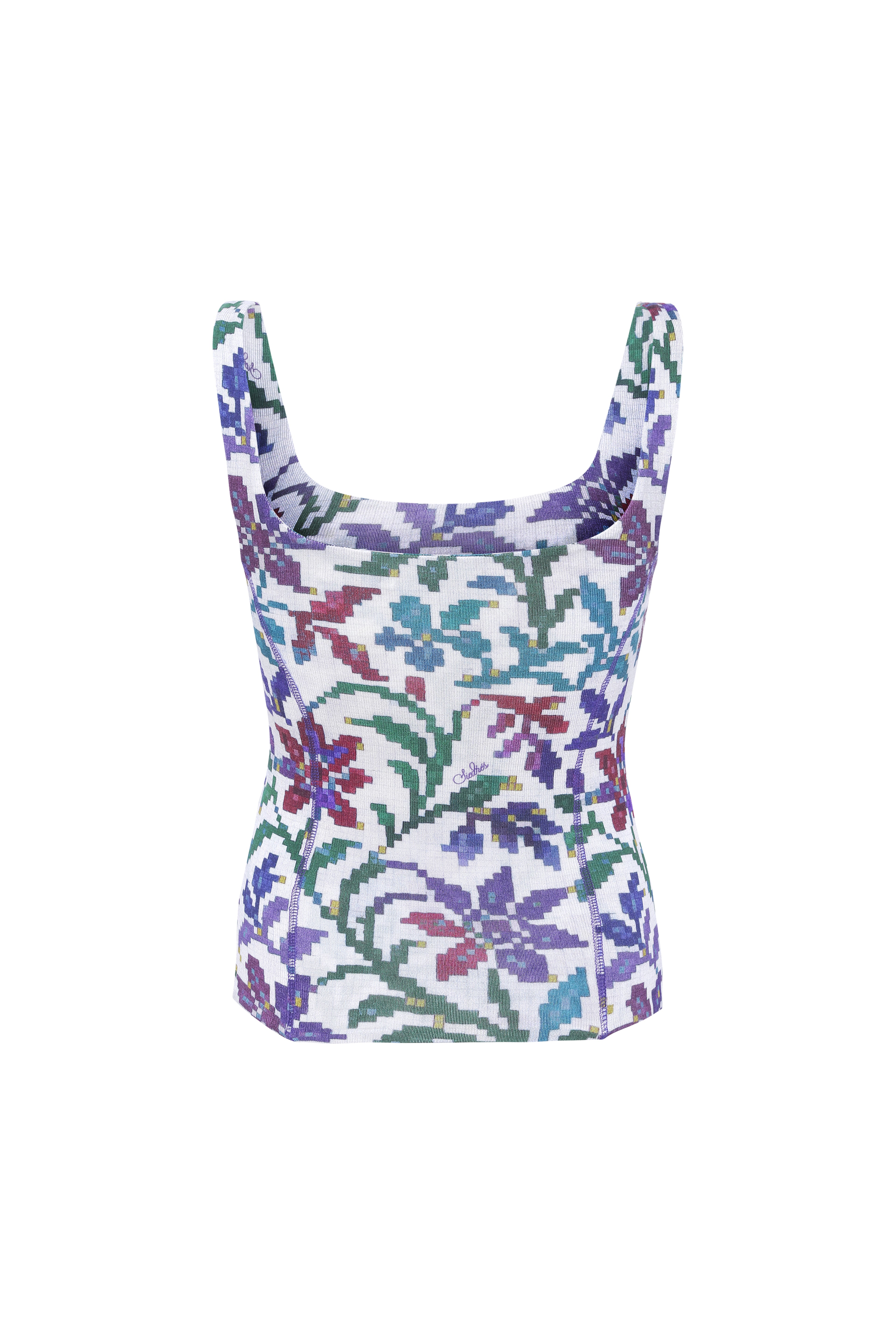 CALI - Printed square-neck tank top