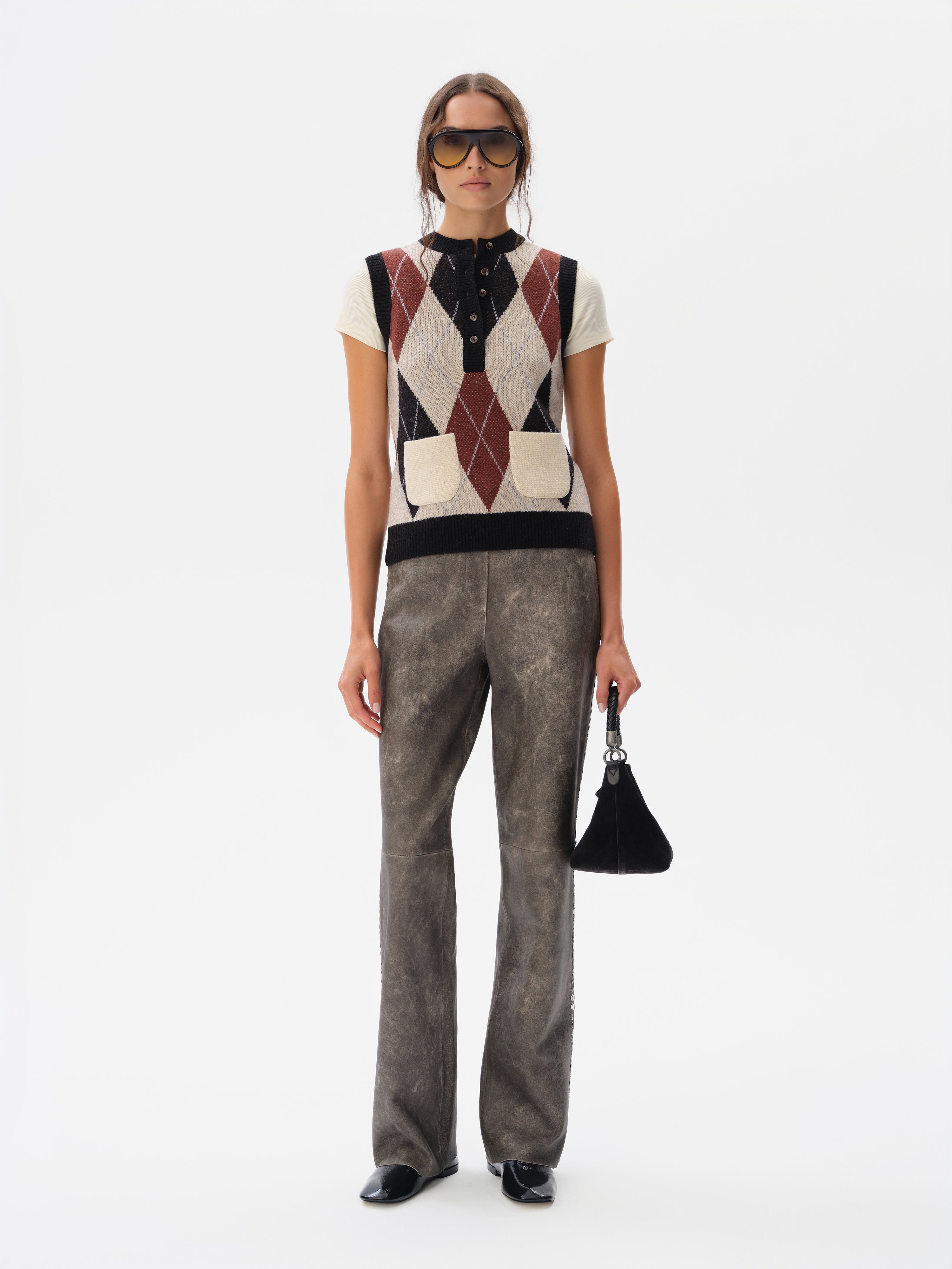 CARINA - Cashmere-wool blend semi-buttoned vest