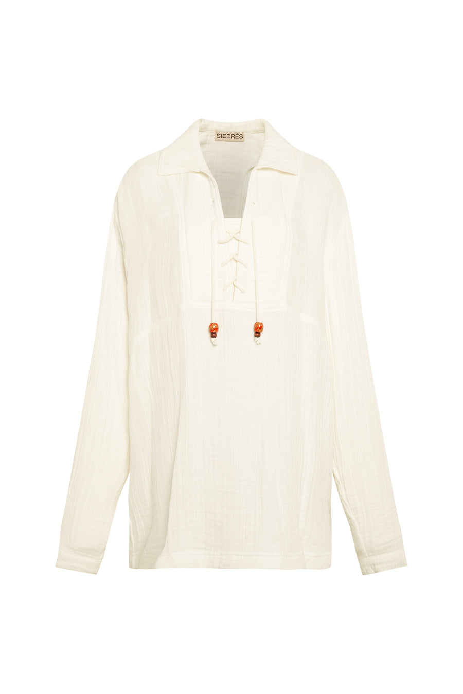 CARLOS - Open-collar long sleeve cotton overshirt