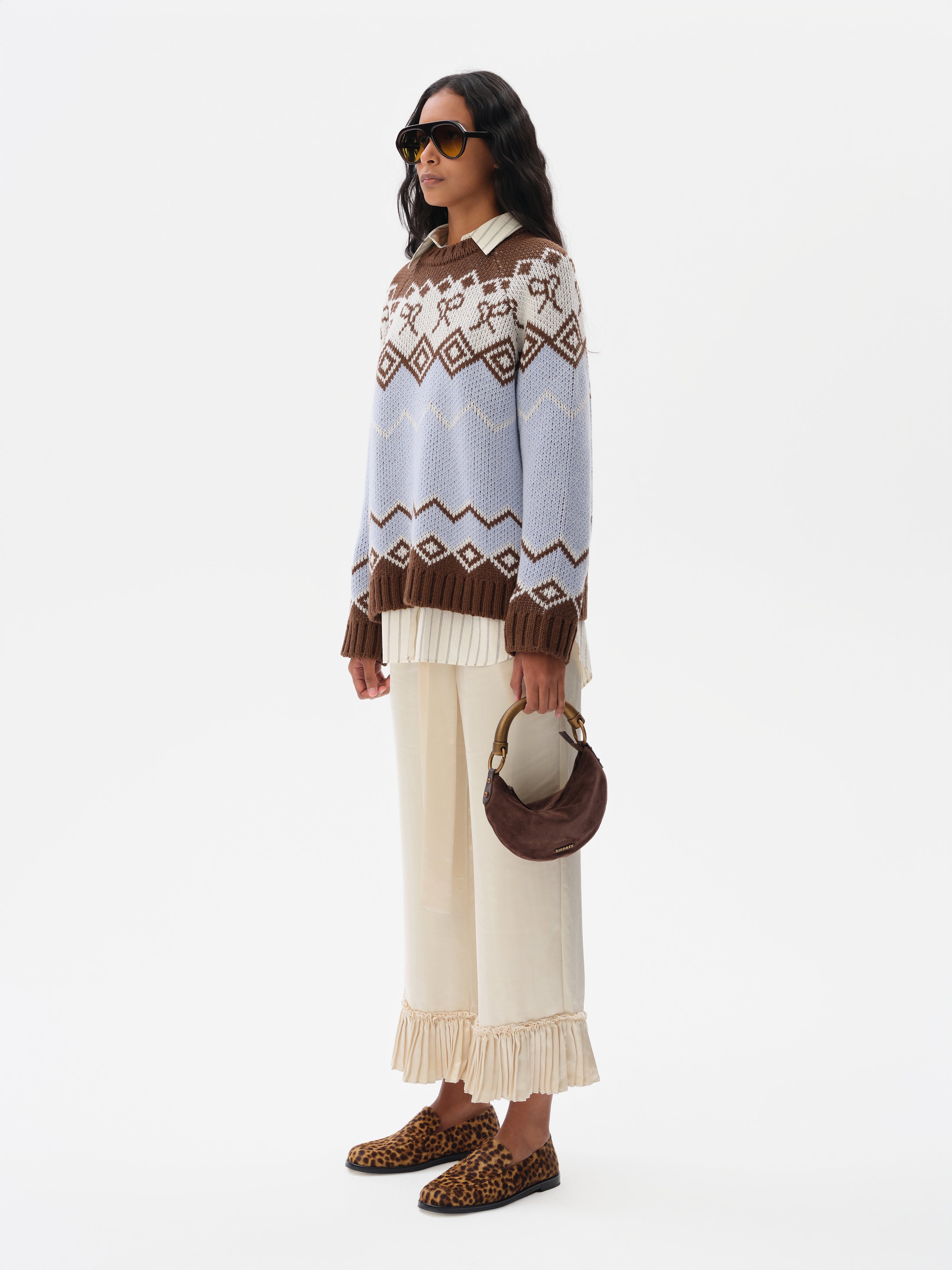 CELESTE - Wool jacquard-knit sweater
