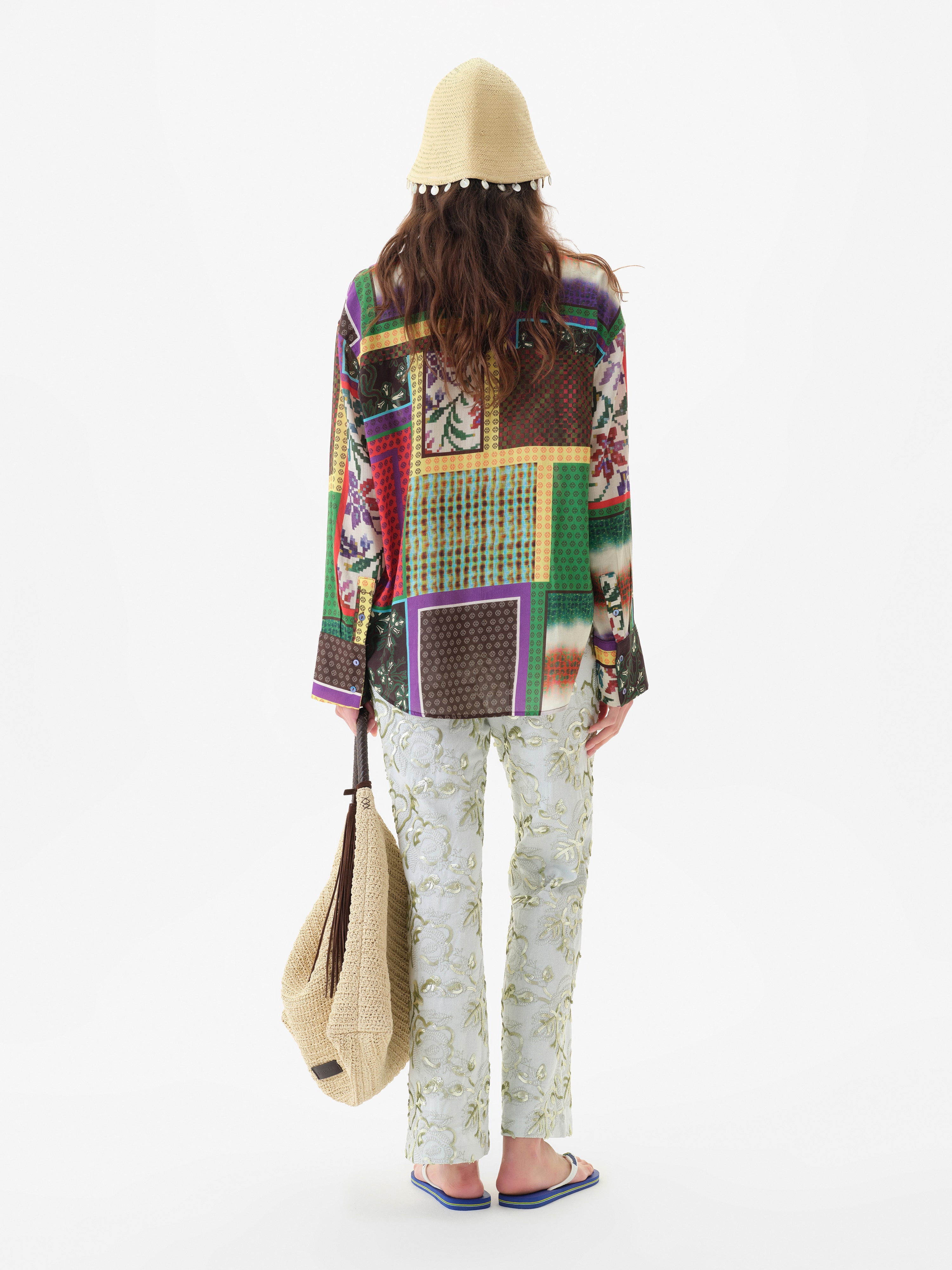 CERA - Floral sequin-embroidered straight-leg pants