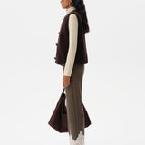 VIVIENNE - Wool blend pants with lace-trimmed hem