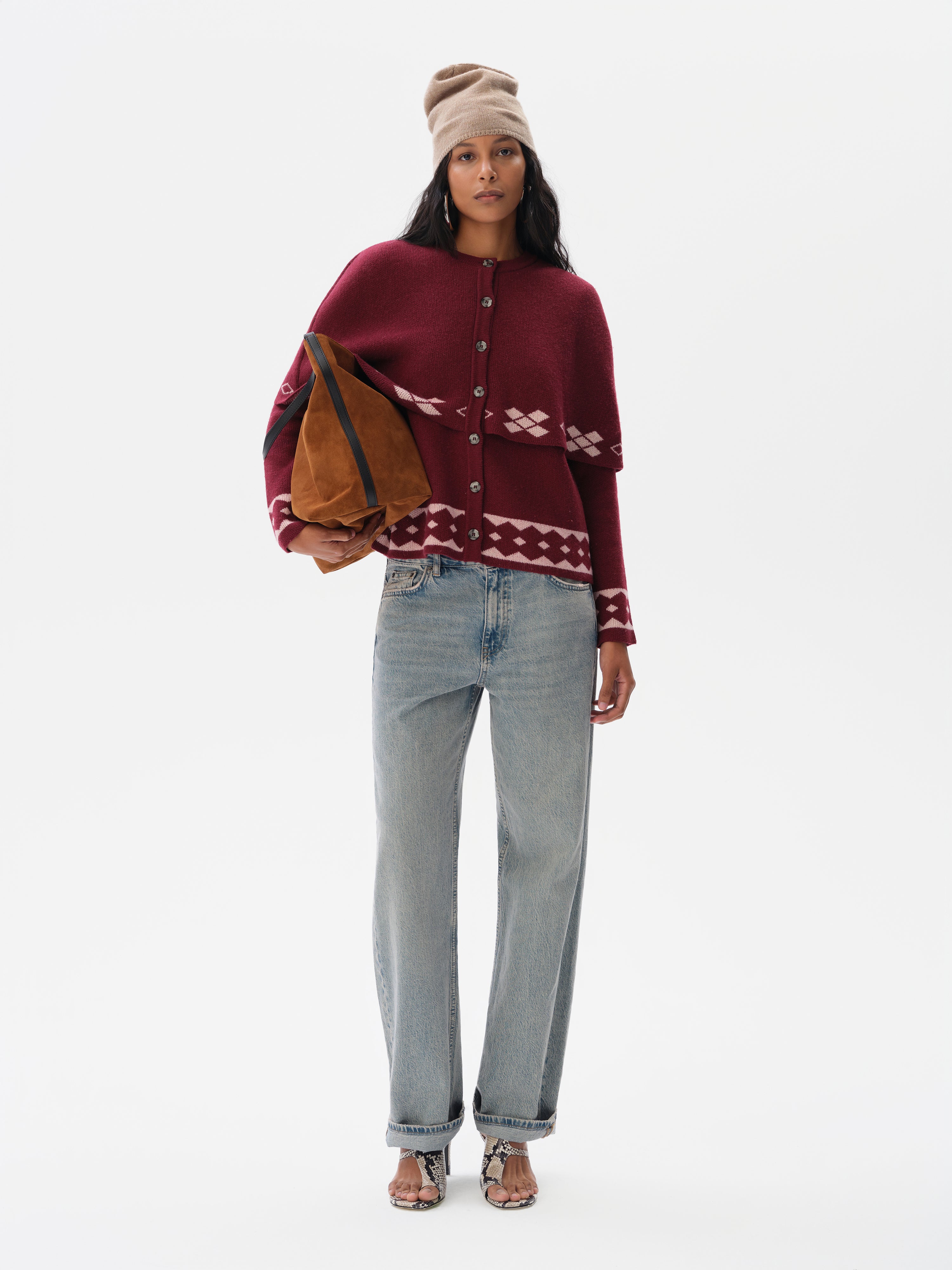 CLEO - Cashmere-wool blend cape detailed knit cardigan