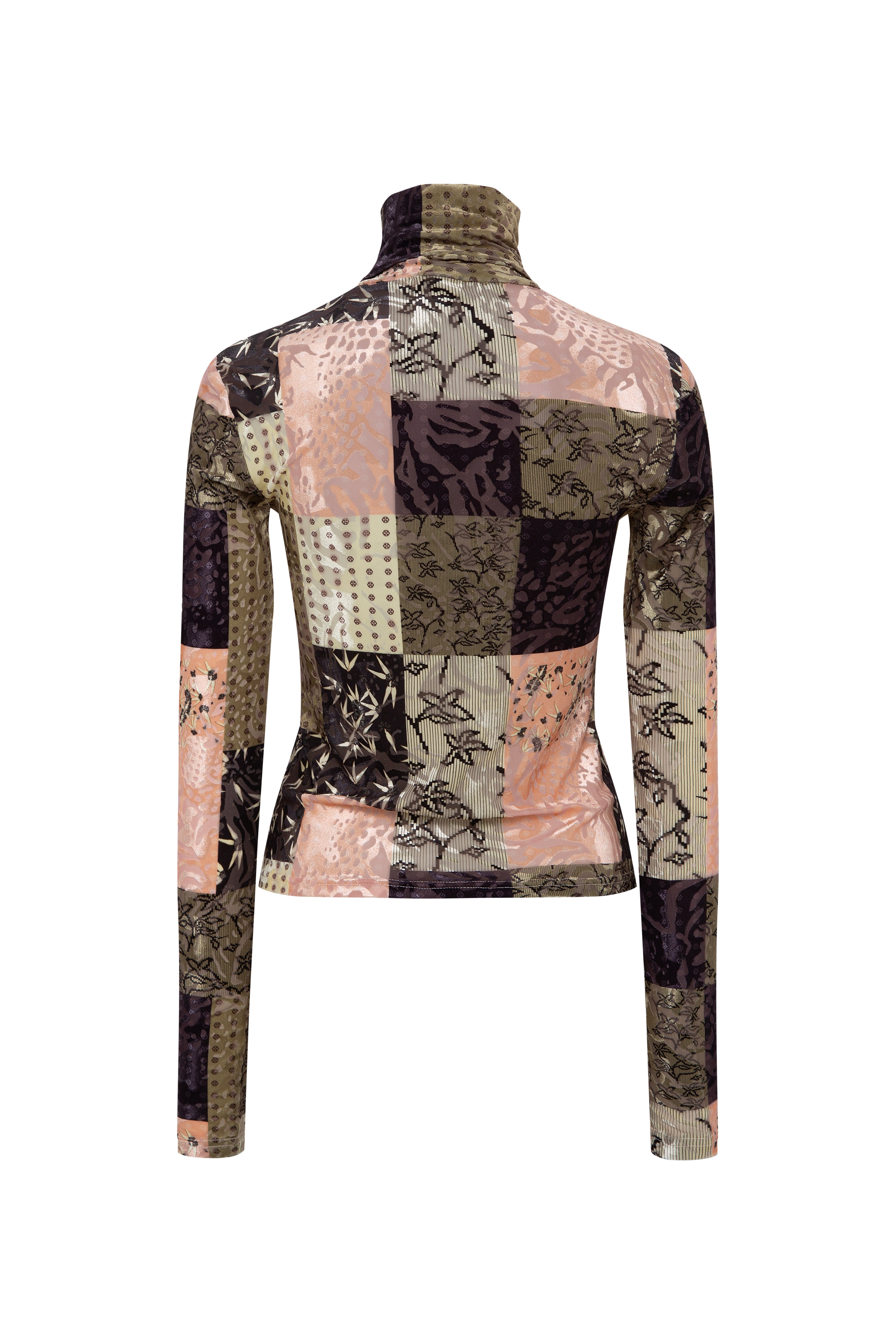 CODY - Patchwork print long sleeve velvet top