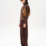 CODY - Printed long sleeve velvet top