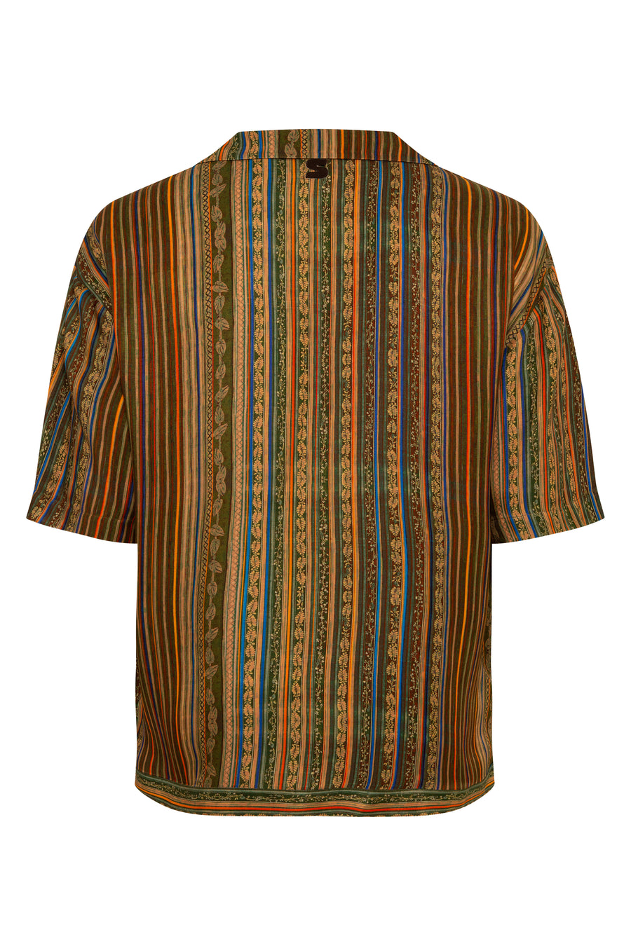 COSMO - Resort collar printed short sleeve shirt with belt at hem