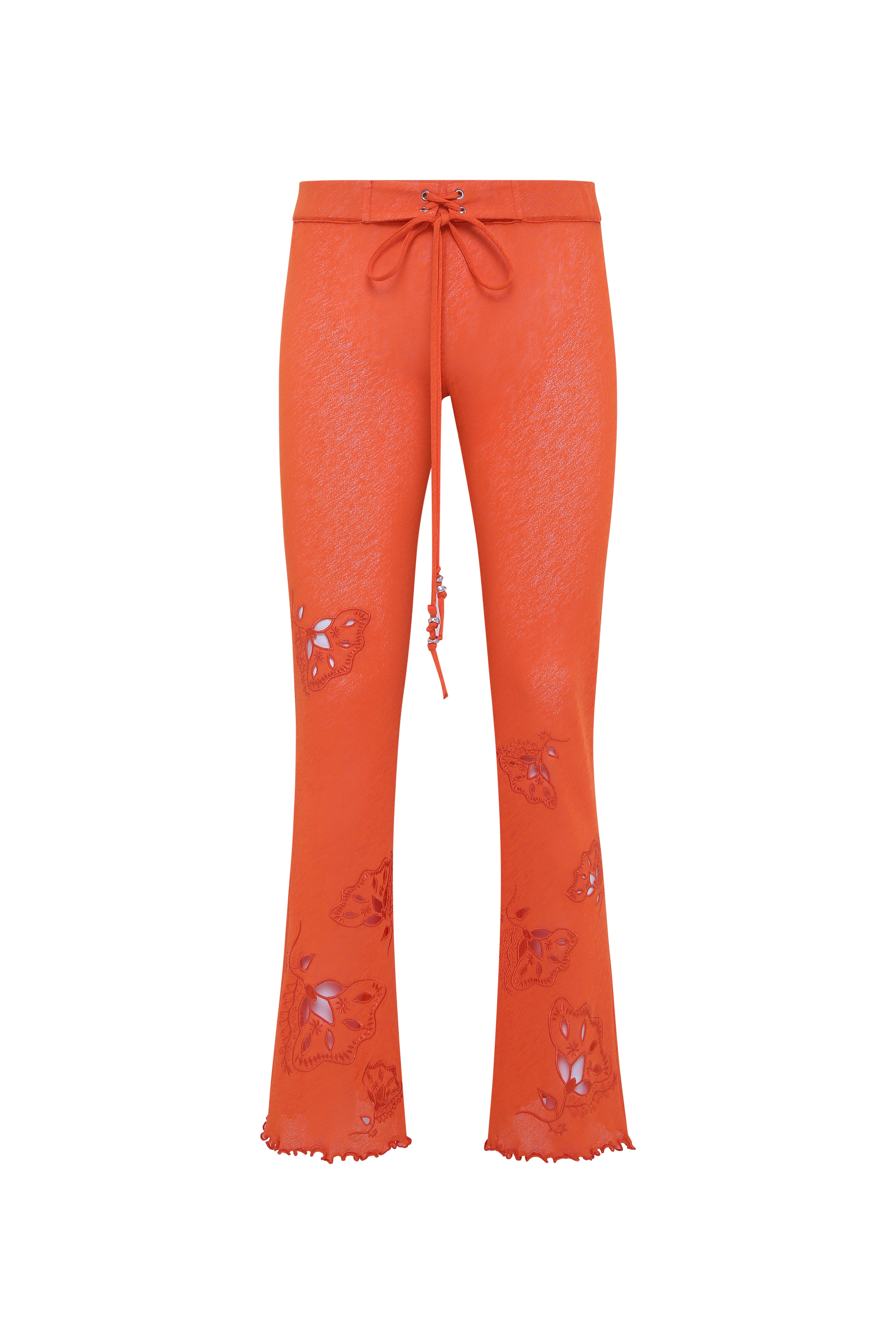 DANIA - Semi-sheer mesh pants with tonal embroidery details