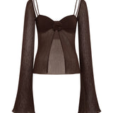 DENS - Long sleeve knit top with rose detail