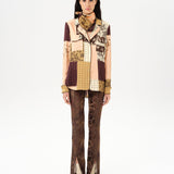 DORY - Mid-rise printed velvet pants