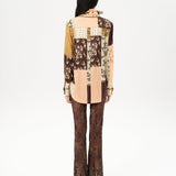 DORY - Mid-rise printed velvet pants