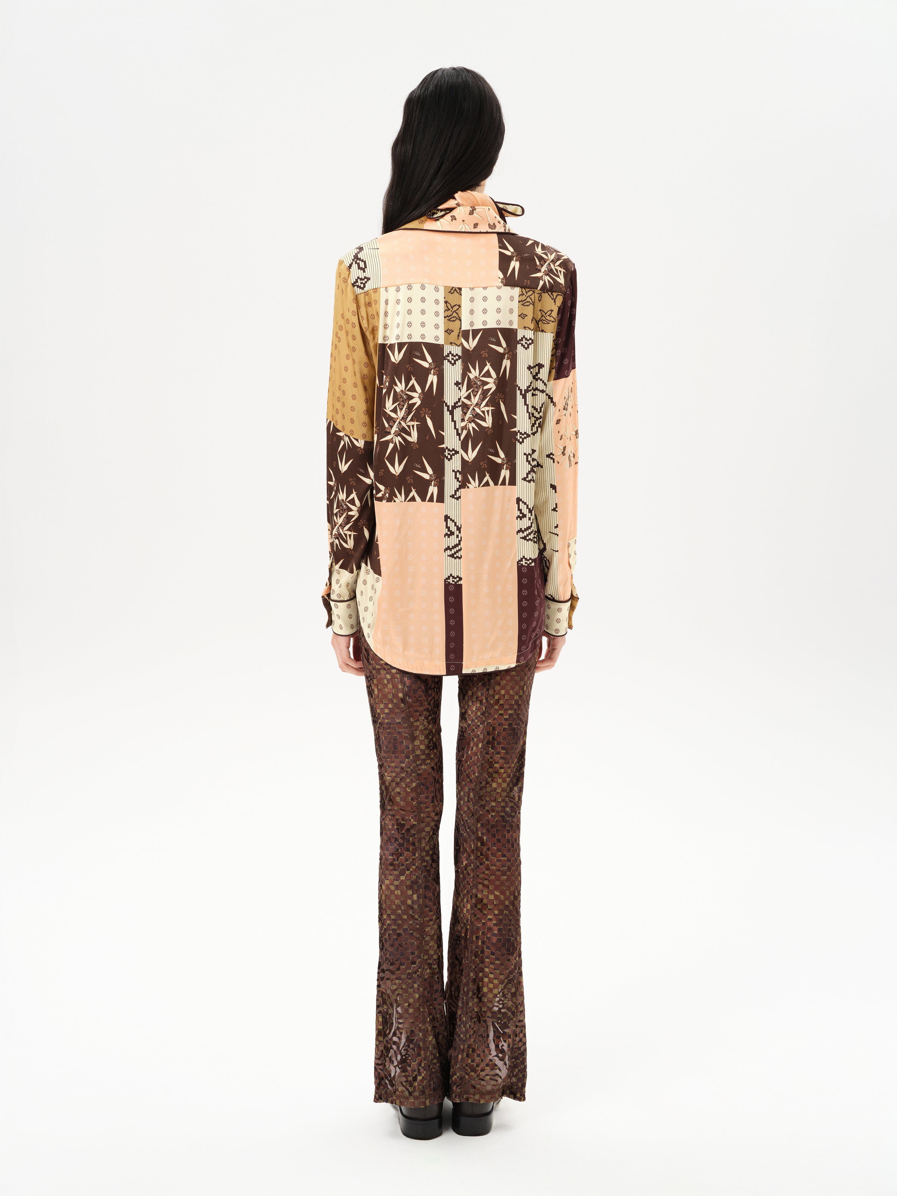 DORY - Mid-rise printed velvet pants