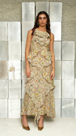 EFFIE - Ruffled printed organza dress