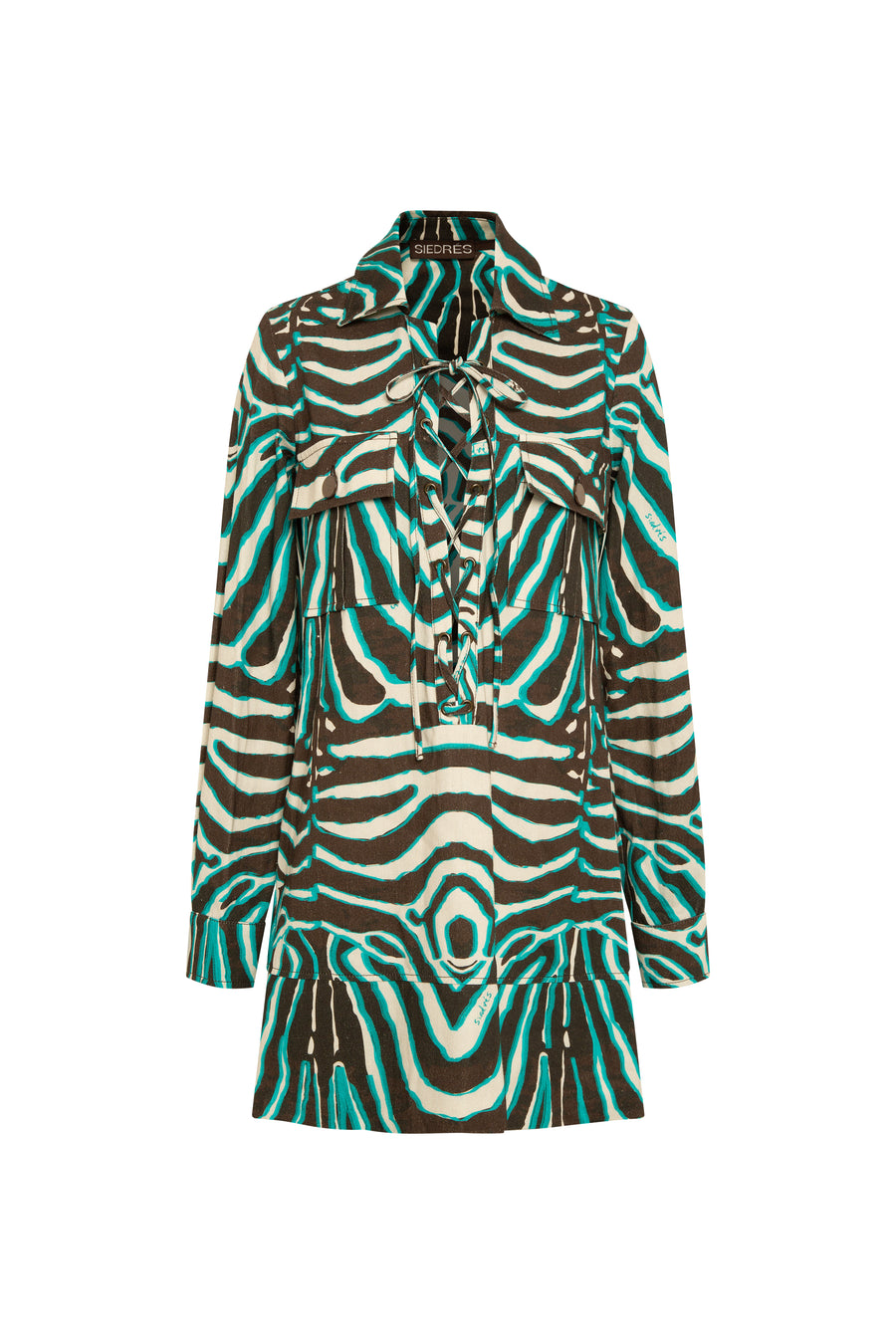 ERICA - Zebra print lace-up overshirt dress