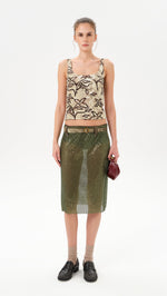 ESTELLE - Sequin sheer midi skirt with belt detail