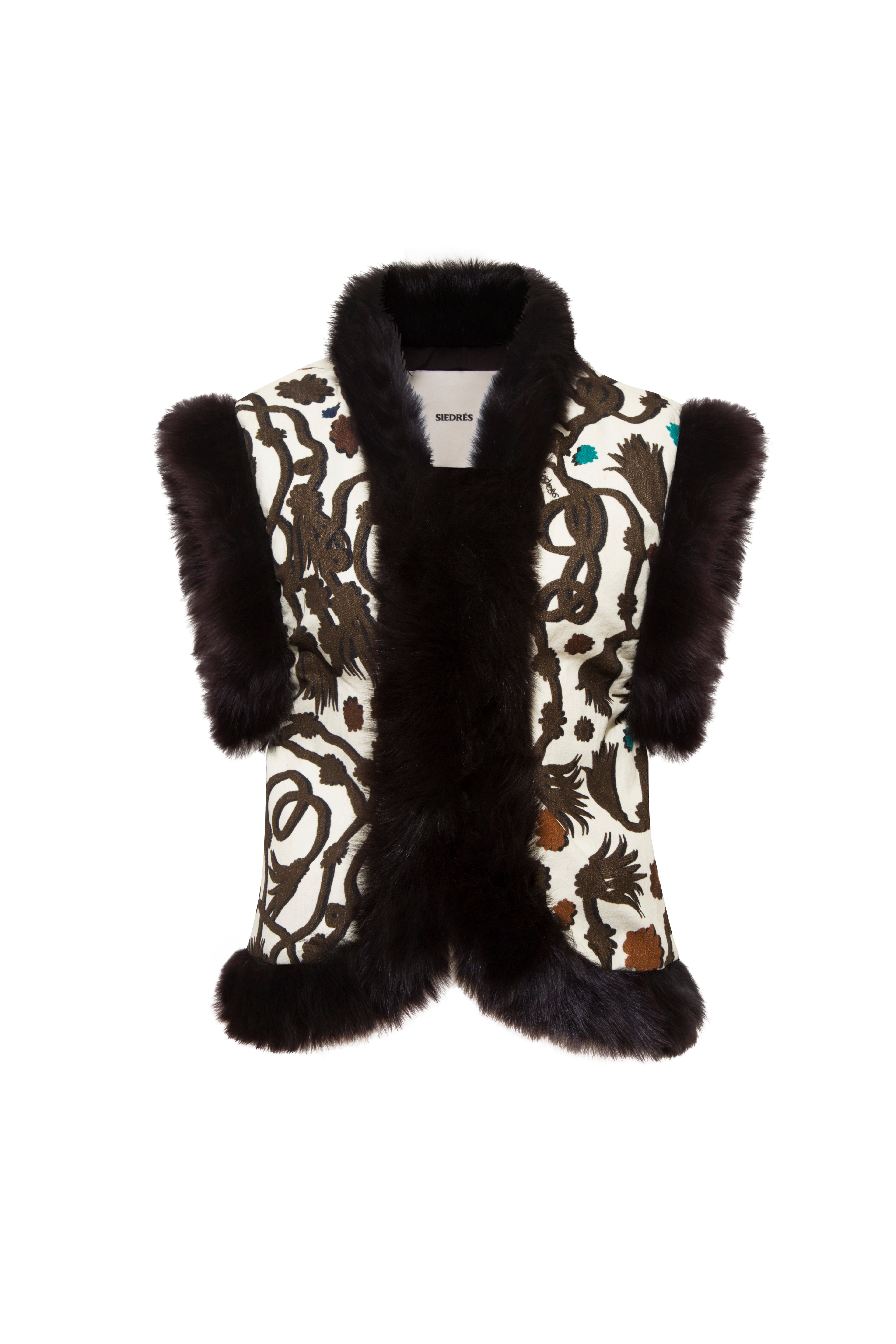 ESTEV - Printed vest with fur trim