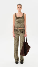 FERN - Low-rise velvet devoré pants