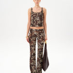 FLO - Low-rise printed velvet pants