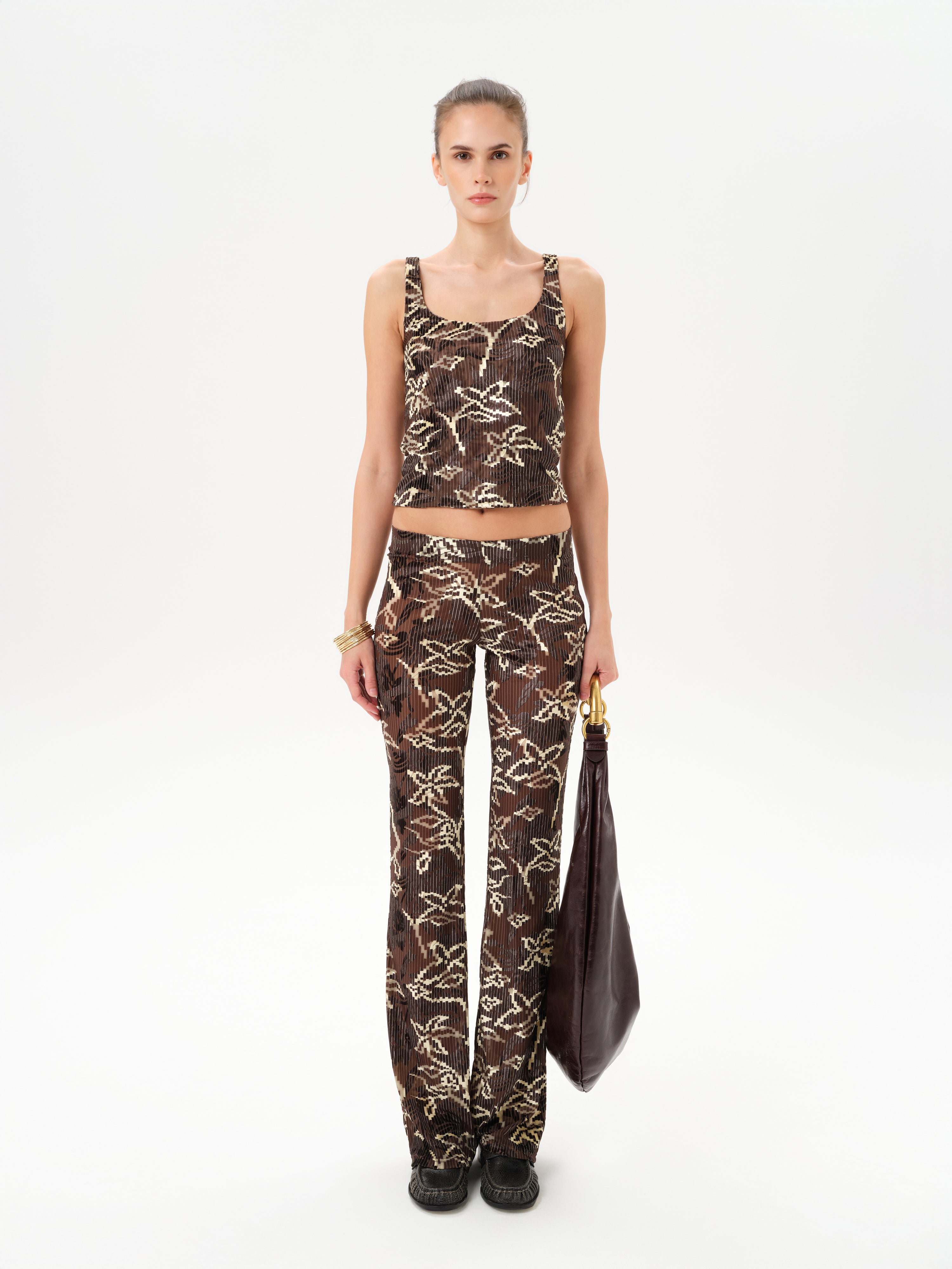FLO - Low-rise printed velvet pants