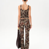 FLO - Low-rise printed velvet pants