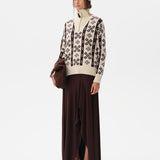 GENEVA - Cashmere-wool blend knit sweater with semi-zipper