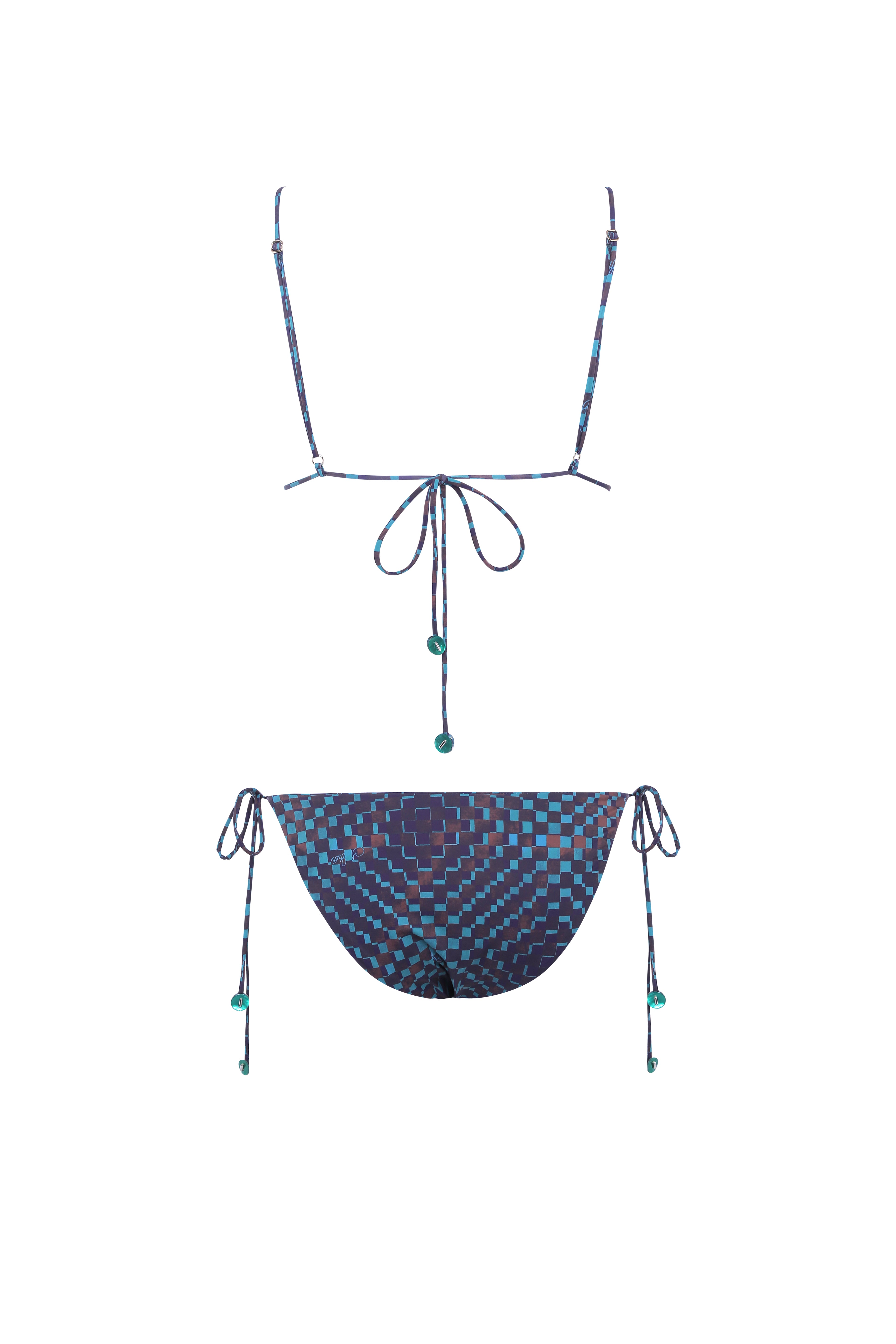 GIA - Printed triangle bikini top with beaded straps