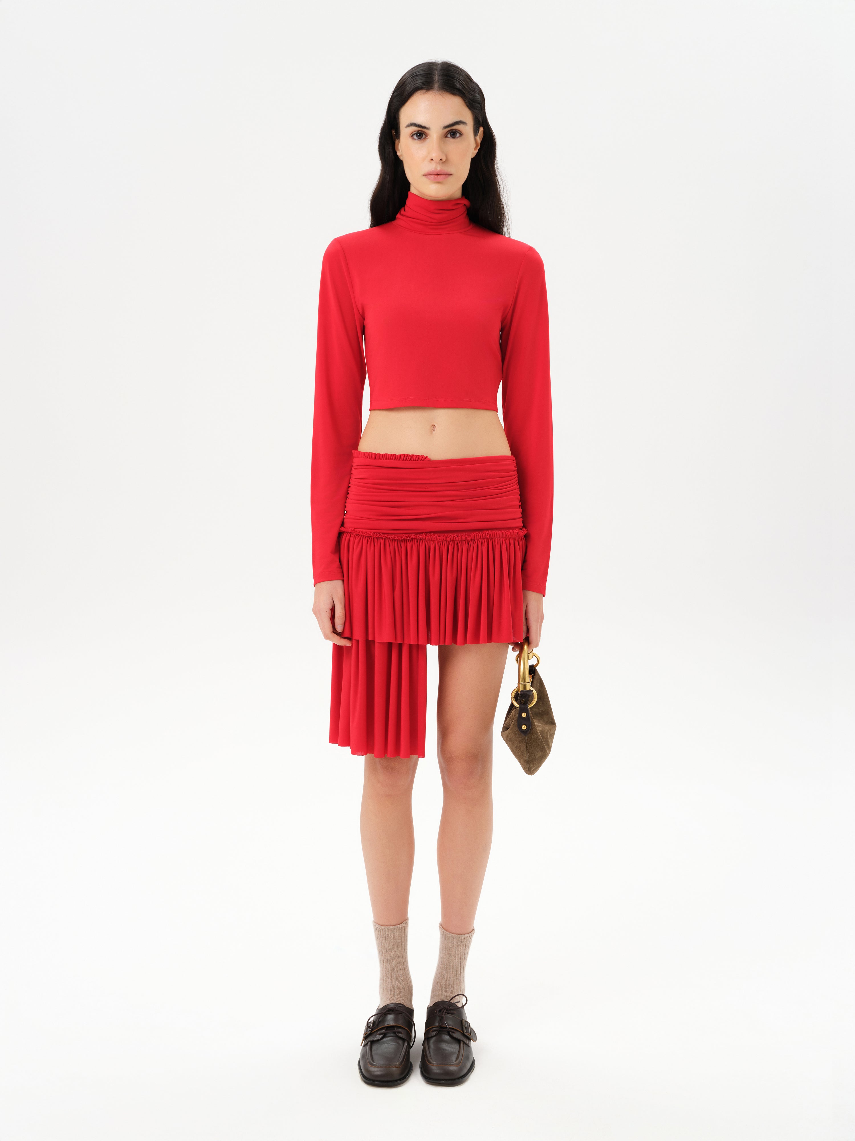 GIGI - Asymmetric jersey mini skirt