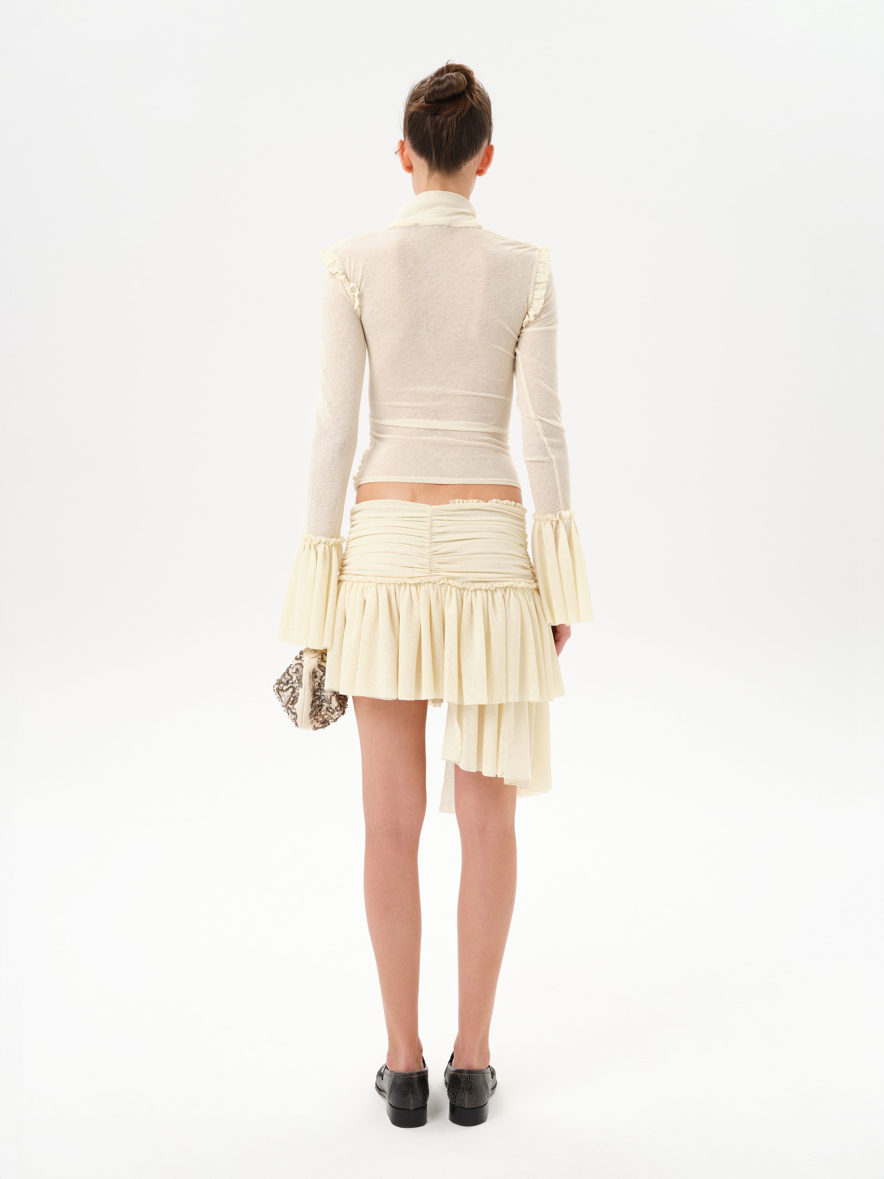 GIGI - Ruched mesh mini skirt