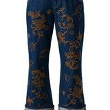 GILBERTE - Embellished wide-leg jeans with a cuffed hemline