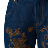 GILBERTE - Embellished wide-leg jeans with a cuffed hemline