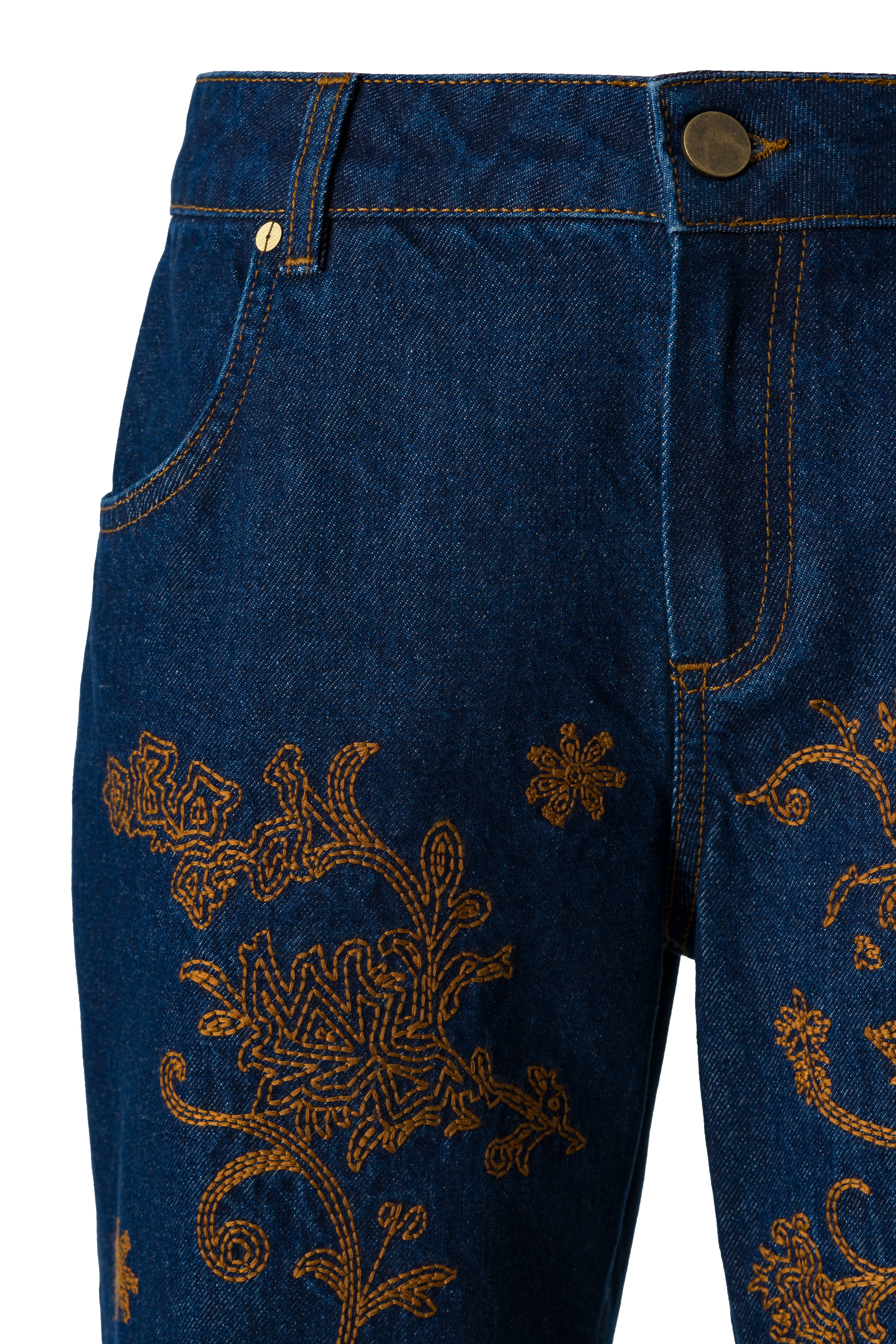 GILBERTE - Embellished wide-leg jeans with a cuffed hemline