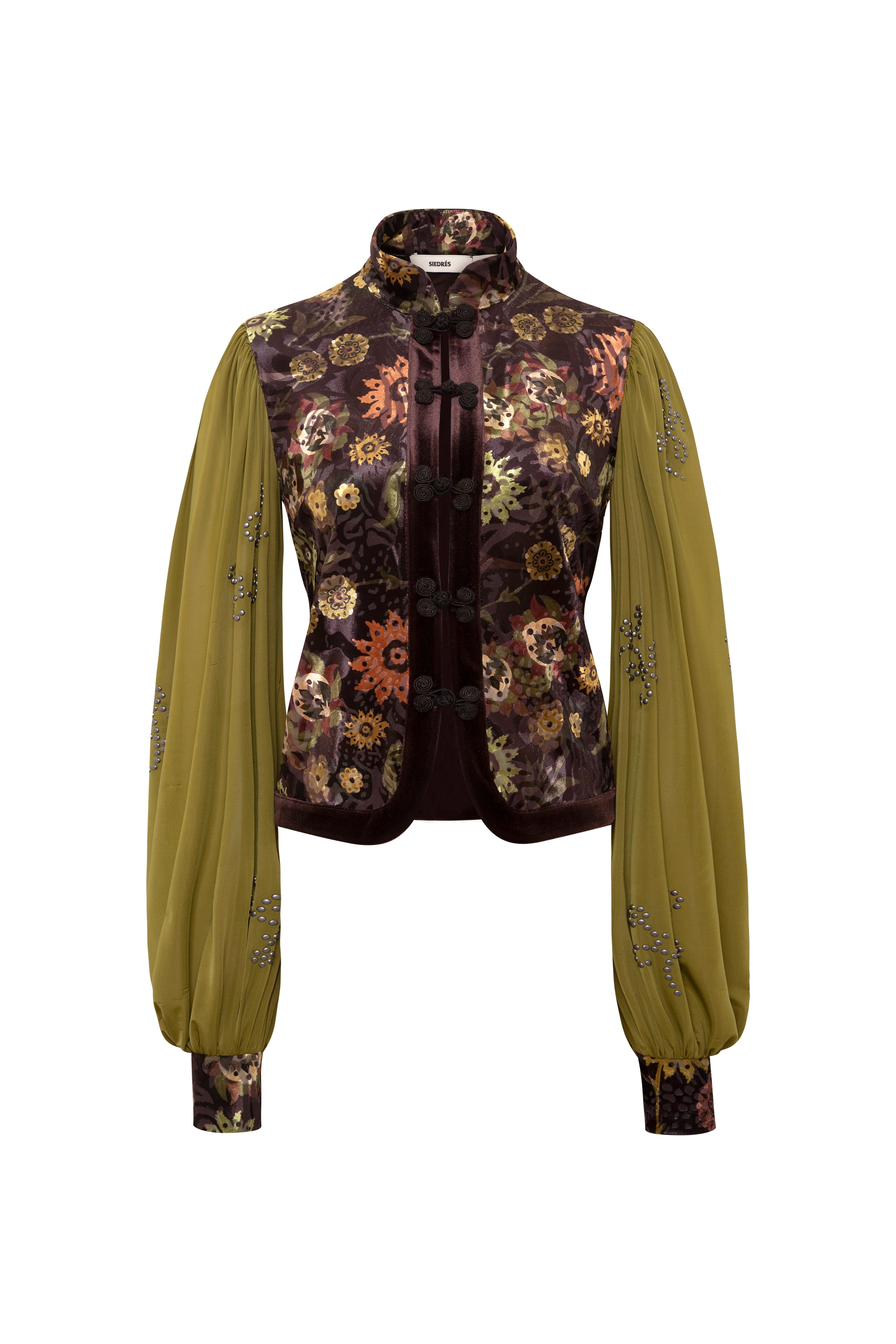 GILLIE - Mixed-fabric floral print shirt top