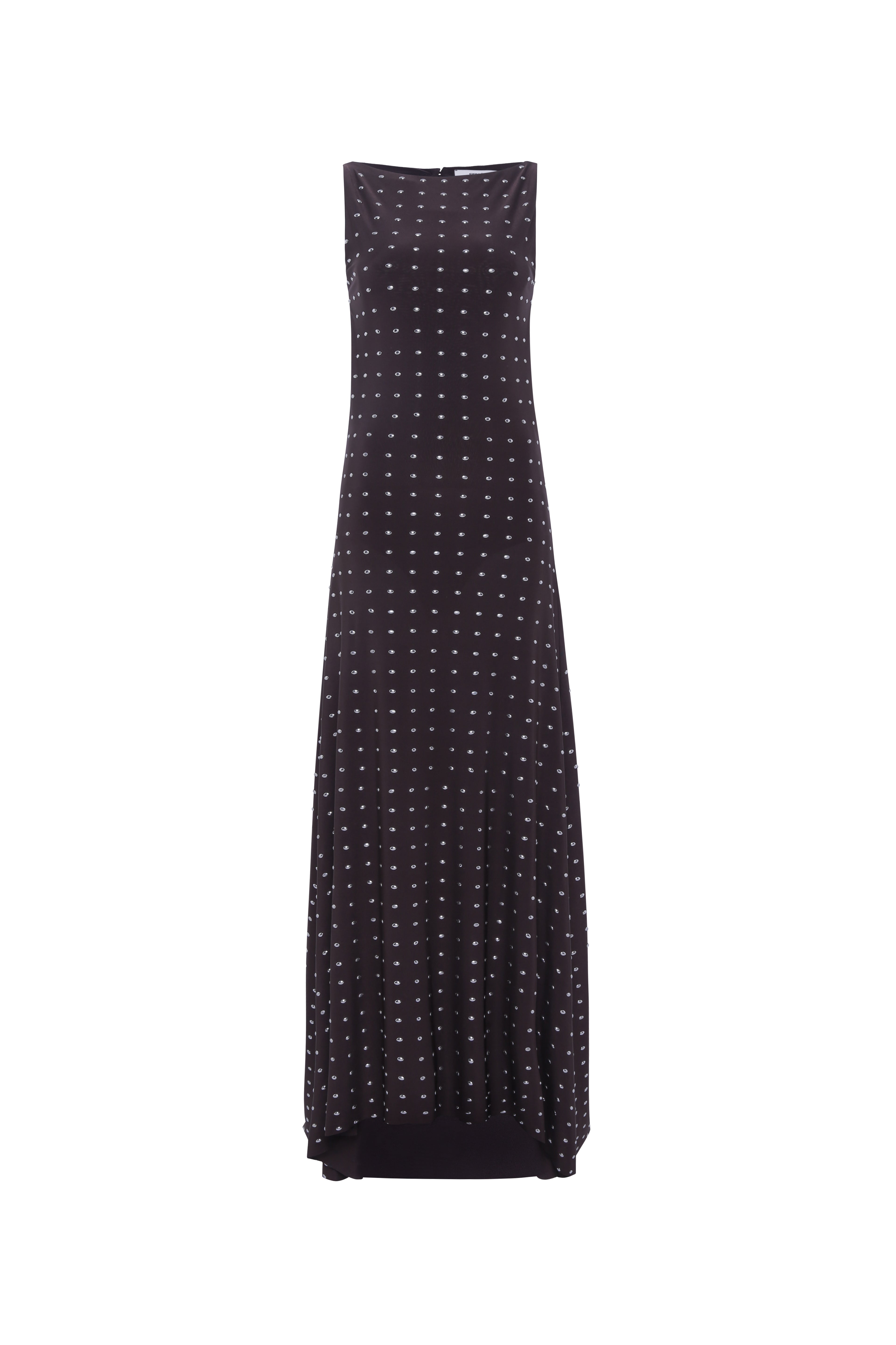 GRACE - Sleeveless maxi dress in stretch jersey with all-over metal studs