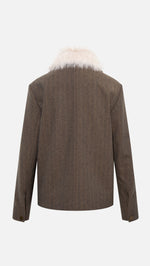 HARPER - Wool-blend jacket with fur collar