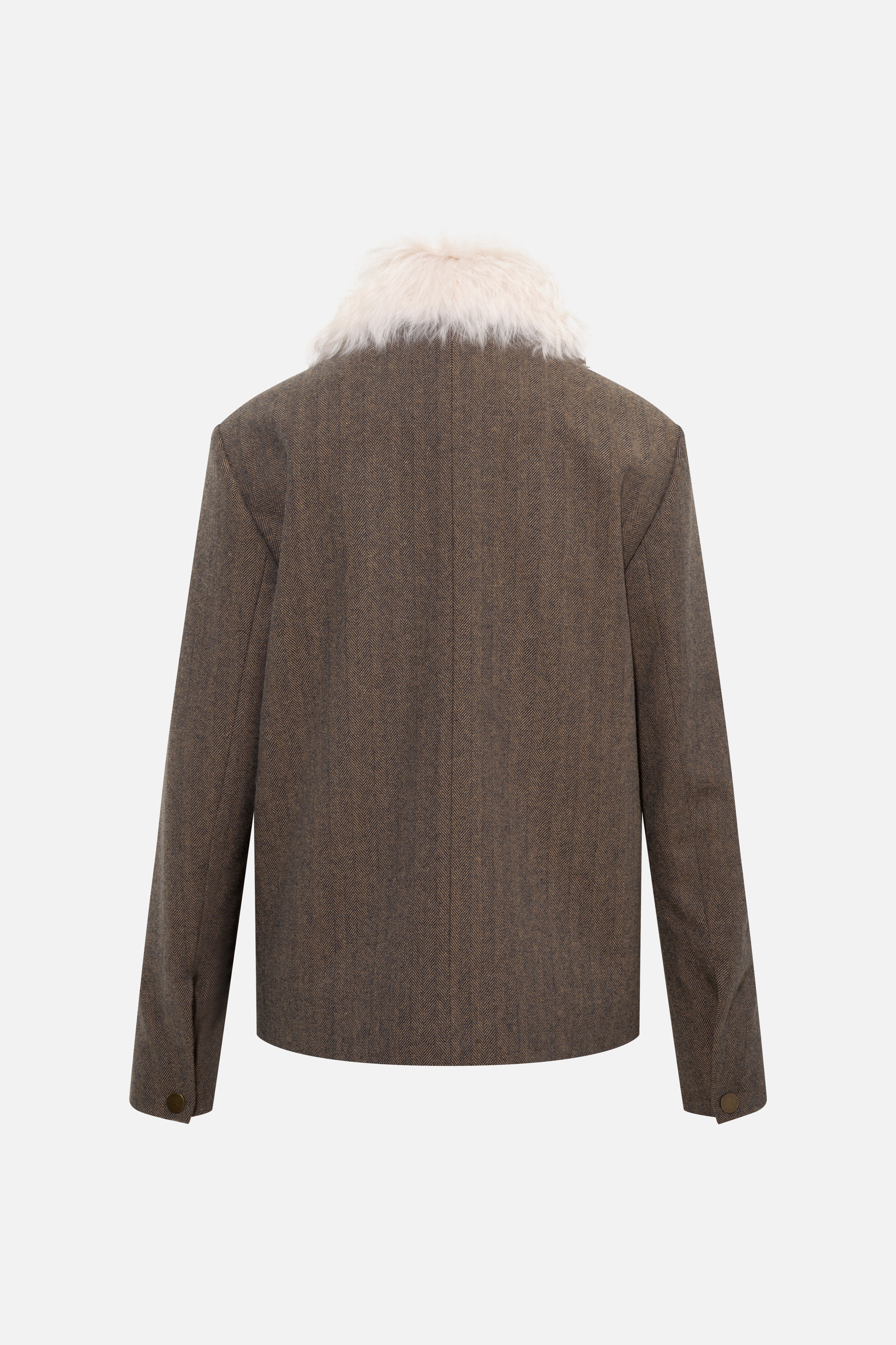 HARPER - Wool-blend jacket with fur collar