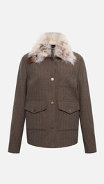 HARPER - Wool-blend jacket with fur collar
