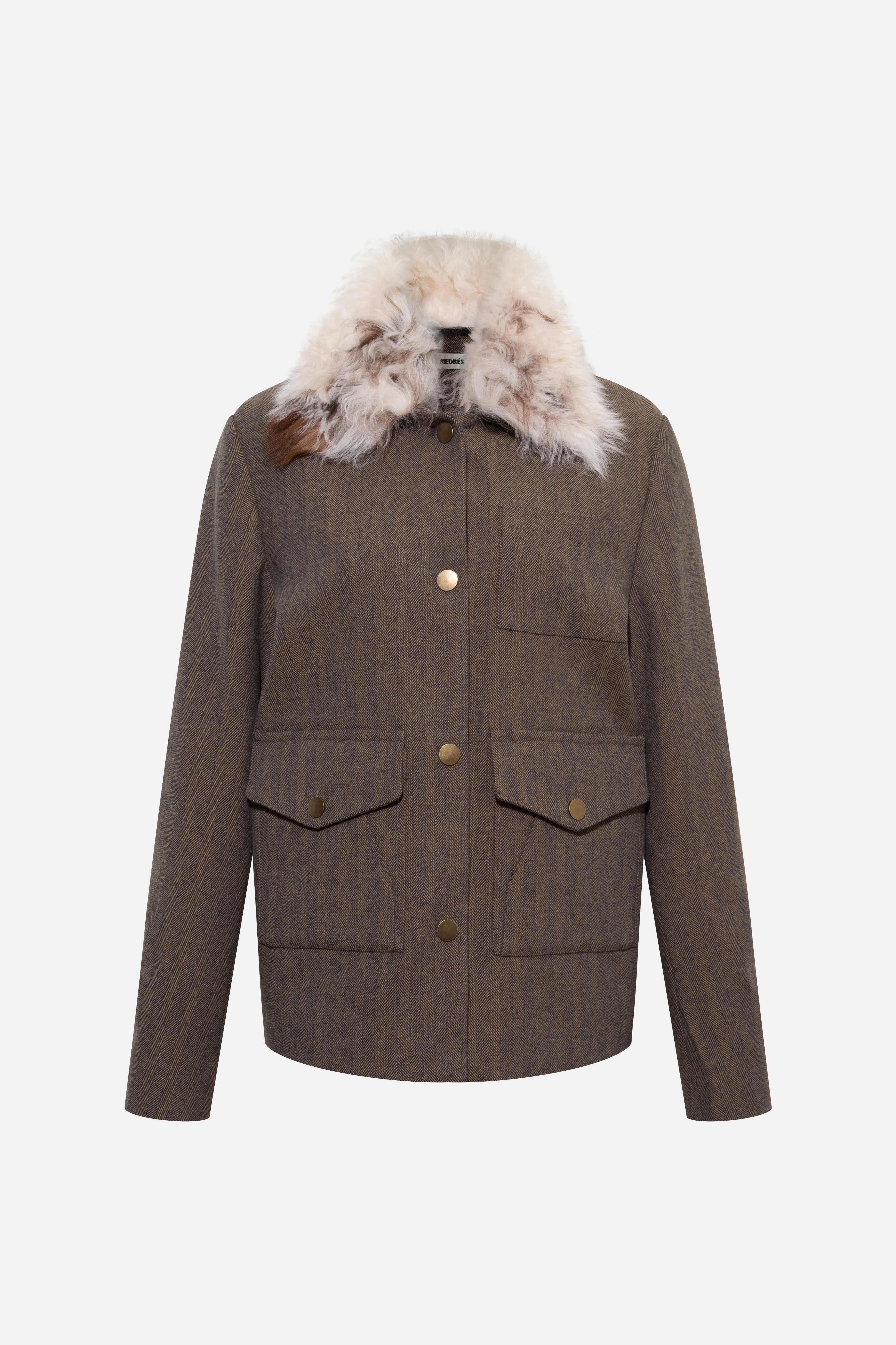 HARPER - Wool-blend jacket with fur collar