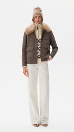 HARPER - Wool-blend jacket with fur collar