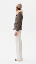 HARPER - Wool-blend jacket with fur collar
