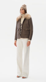 HARPER - Wool-blend jacket with fur collar