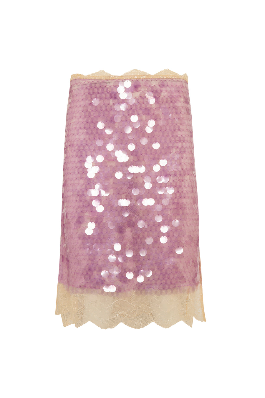 HELENA - Lace-trimmed sequined midi skirt