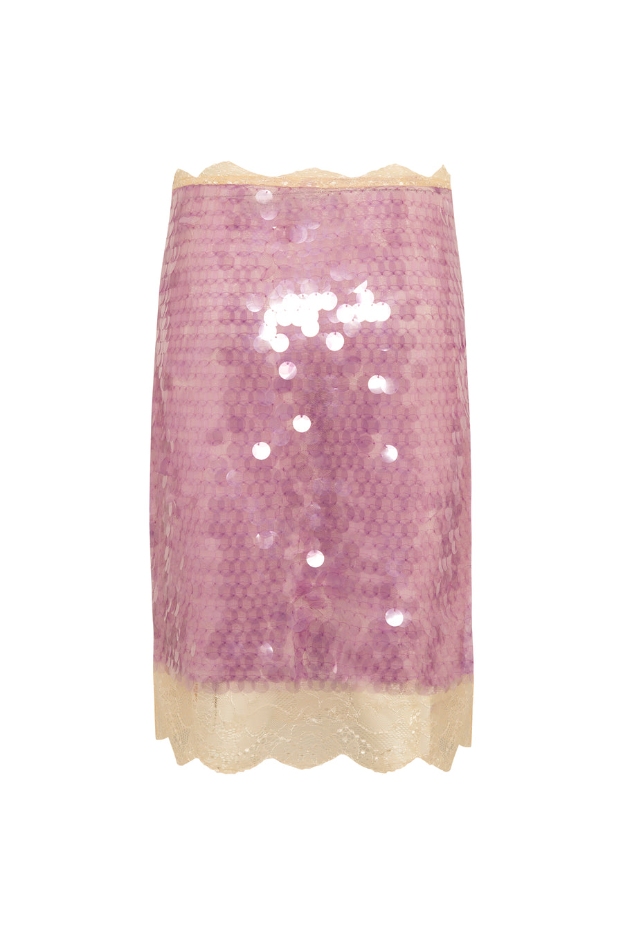 HELENA - Lace-trimmed sequined midi skirt