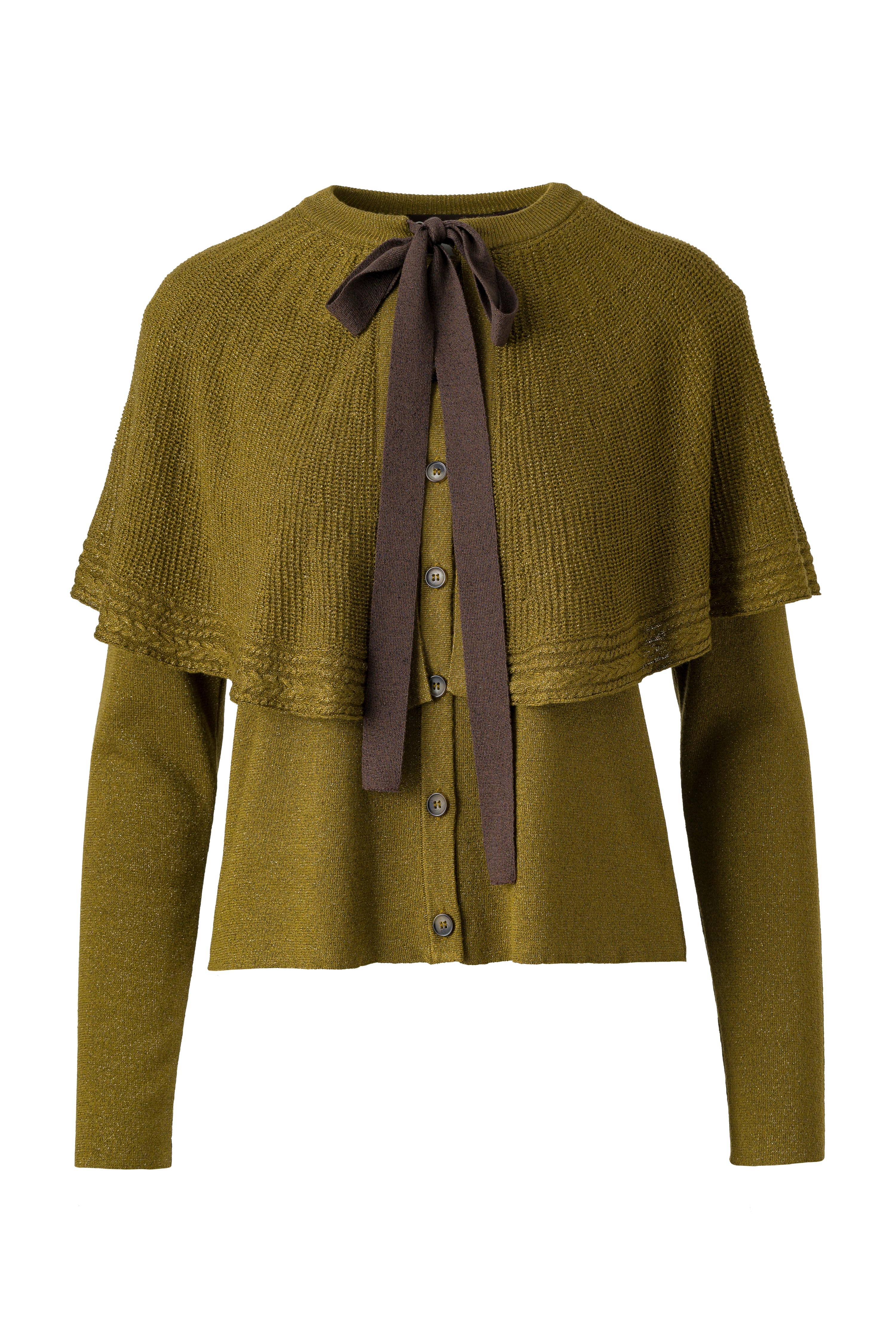 HERIAN - Cape and bow detailed knit cardigan